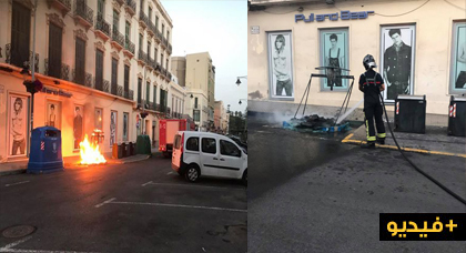 مجهولون يحرقون حاويات الأزبال بعدد من شوارع مدينة مليلية المحتلة 
