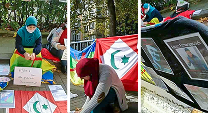 بالصور.. ناشطات يعتصمن  أمام قنصلية المغرب في مدينة بروكسل تضامنا مع معتقلي الحراك