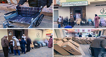 جمعية الرحمة للتنمية الاجتماعية توزع مجموعة من الكراسي المتحركة على ذوي الإحتياجات الخاصة بالناظور