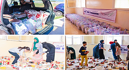 أجنحة السلام تدخل الفرحة على 130 أسرة من خلال توزيع قفف الخير في إطار حملة عشرة دراهم.