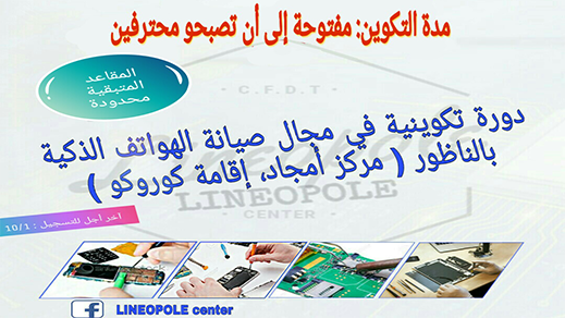 عرض خاص.. شركة "لينيوبول" تنظم دورة تكونية في مجال صيانة الهواتف الذكية بالناظور
