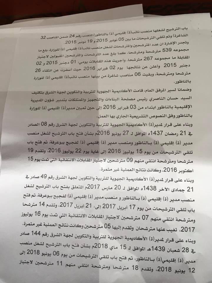 هذا ما أجاب به وزير التعليم على سؤال البرلماني الطاهري حول التأخر في تعيين مدير إقليمي بالناظور