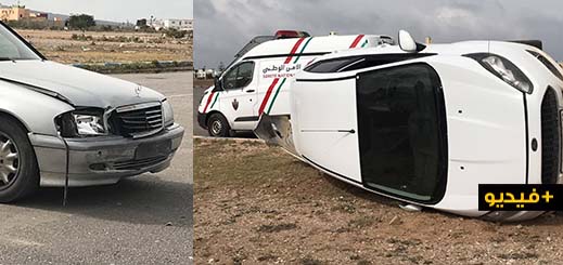 انقلاب سيارة تقل عائلة إثر حادث اصطدام مروع على طريق بني أنصار بوقانا