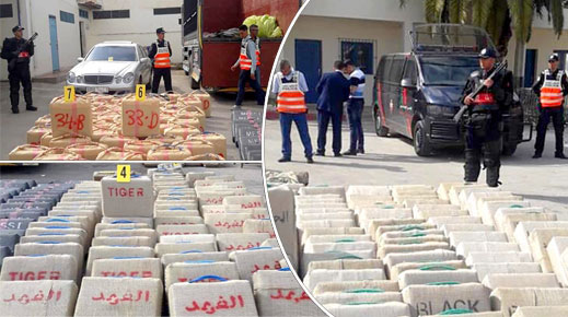 شاهدوا.. أمن الناظور يستعرض كمية المخدرات المقدرة بـ12.5 طن المحجوزة بجماعة إعزانن