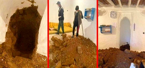 مثير وبالصور.. مجهولون يدنسون مسجدا ويخربون محرابه بحثا عن الكنوز