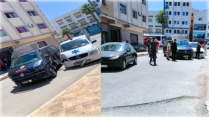الناظور.. حادث تصادم قوي بين سيارة للشرطة وأخرى للإسعاف وسيارة خاصة