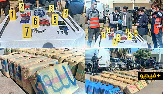 شاهدوا.. أمن الناظور يستعرض محجوزات شبكة المخدرات المفككة ببن الطيب قرب الدريوش