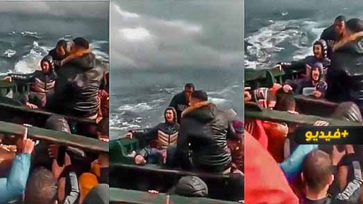 شاهدوا.. شباب مغاربة على متن "قارب موت" يدعون الله النجاة وسط البحر الهائج