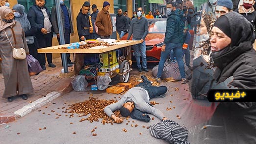 شاهدوا.. فوضى وإغماء واستنكار في حملة ضد الباعة المتجولين وسط الناظور