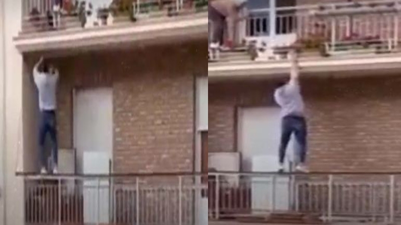 شاب ينقذ عجوزا قبل سقوطها من شرفة منزلها