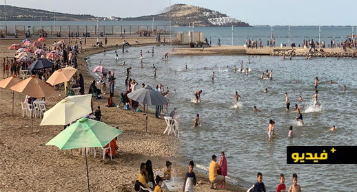 شاهدوا.. ارتفاع درجة الحرارة تدفع ساكنة الناظور إلى الاستجمام بشاطئ كورنيش مارتشيكا 
