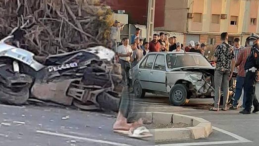 حادثة سير بالعروي بين أربع سيارات ودرجة نارية ترسل شابا للمستعجلات وفرار أحد السائقين