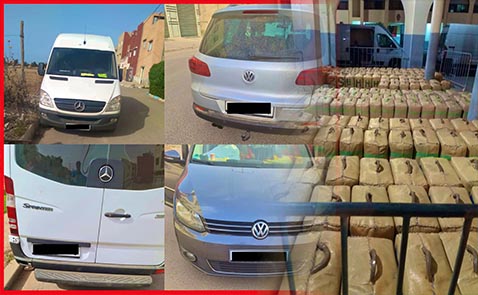 حجز حوالي 6 أطنان من الحشيش على متن سيارتين 