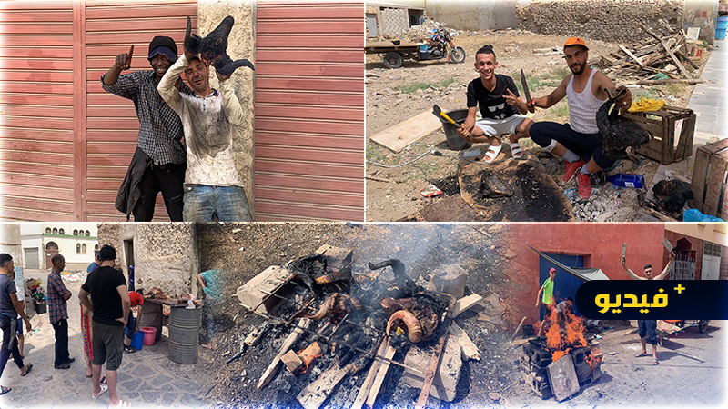 شاهدوا..  مواقد شواء رؤوس الأغنام مهن موسمية تنتعش بالناظور يوم عيد الأضحى