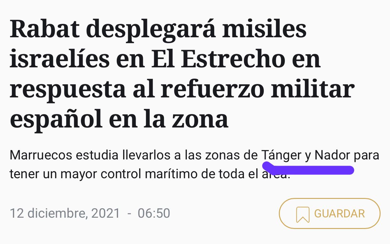 الإسبانيول: المغرب ينشر صواريخ إسرائيلية في الناظور وطنجة