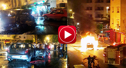 اندلاع حريق مُهْوِل في سيارة مَدَنية وسط الناظور حال دون وقوع كوارث في الأرواح