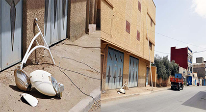 شاحنة لنقل الرمال تتسبب في سقوط عمود كهربائي وسط مدينة بن الطيب