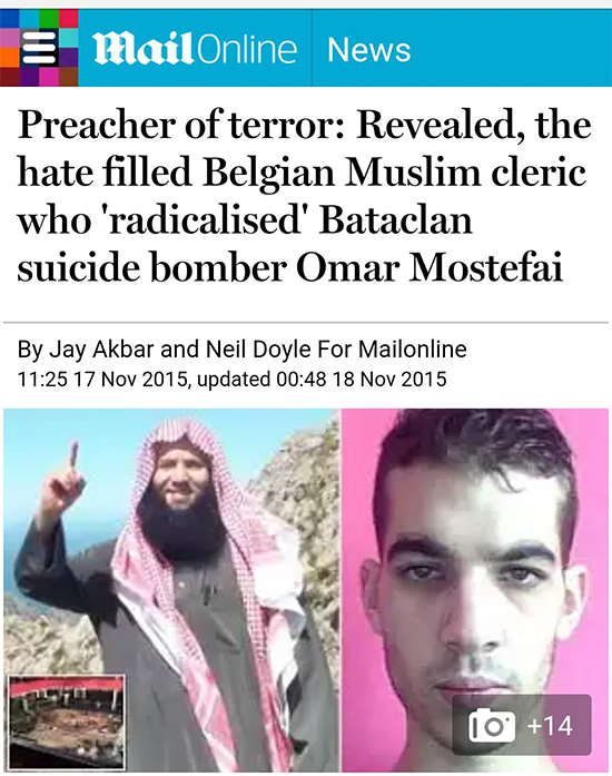 صحف عالمية تورط الداعية الناظوري طارق بن علي في تفجيرات باريس صحف عالمية تورط الداعية الناظوري طارق بن علي في تفجيرات باريس