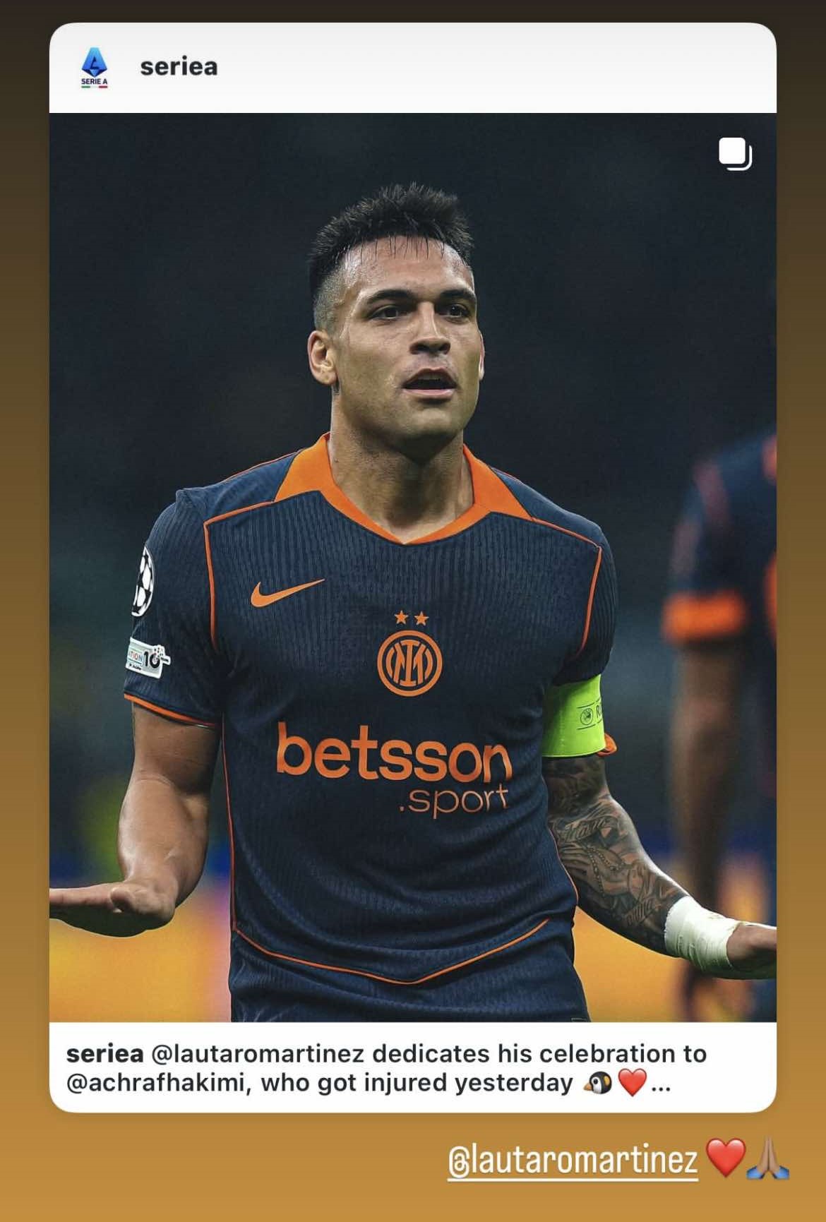 "لاوتارو" يحتفي على طريقة حكيمي تضامنا معه.. والآخر يرد