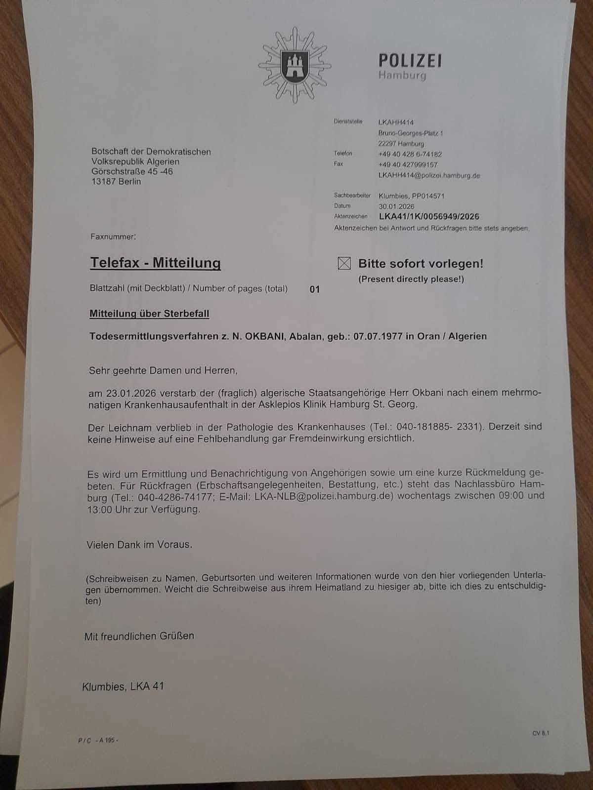 نداء للبحث عن أسرة مهاجر من الناظور توفي في هامبورغ الألمانية