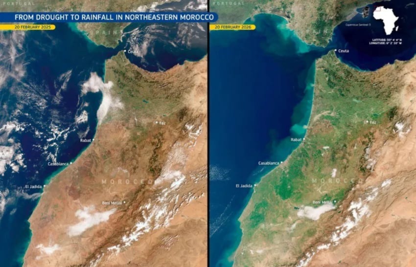 أمطار 2026 تُعيد الحياة لشمال شرق المغرب وصور الأقمار توثق التحول الأخضر