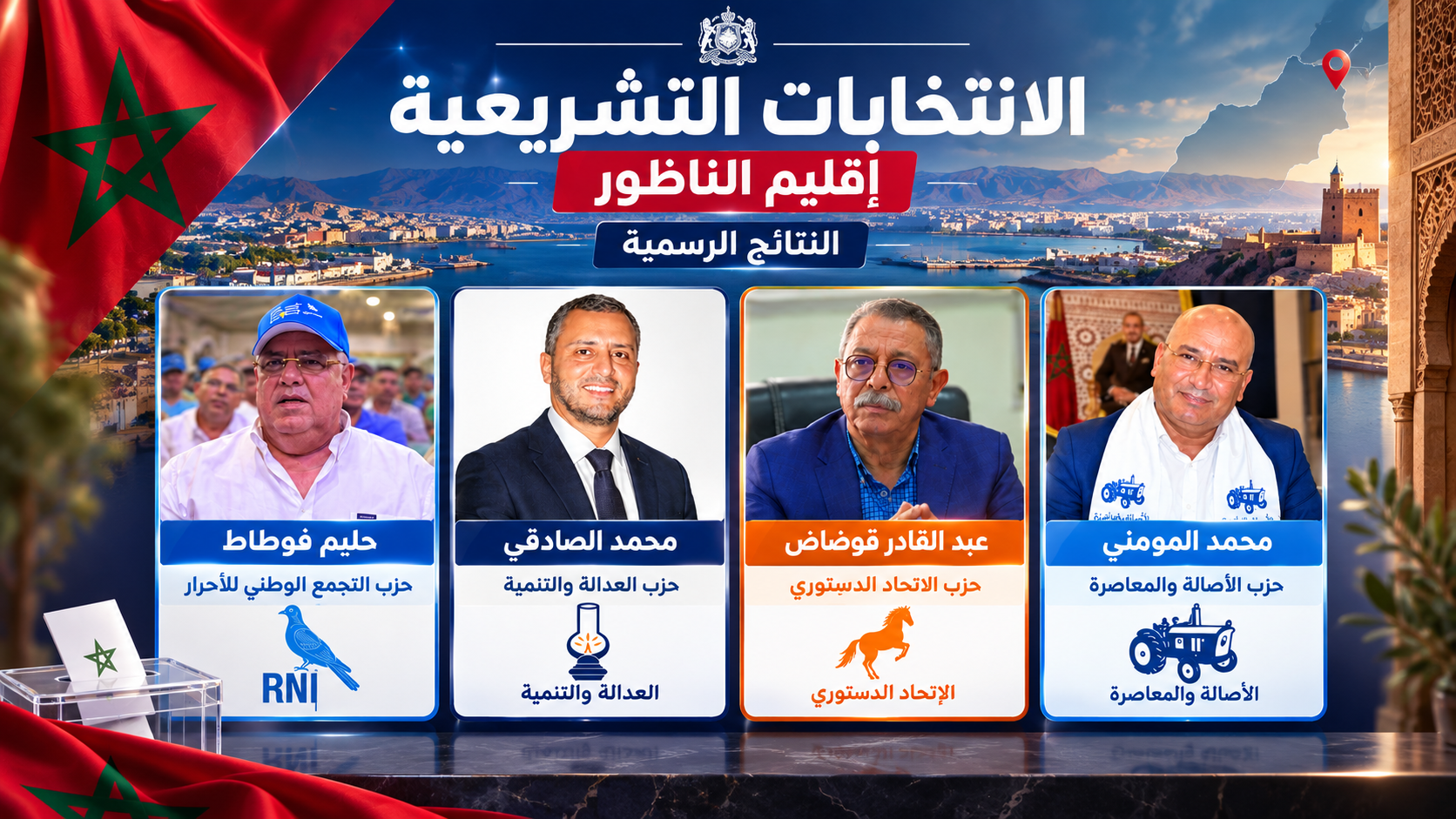 النتائج الرسمية بالناظور.. أبرشان يفقد مقعده البرلماني وأربعة أسماء جديدة بمجلس النواب