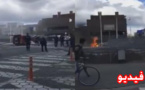 مشاهد صادمة لشاب من مدينة زايو ينفذ تهديده بحرق نفسه بعد إحساسه ب"الحكرة" بمدينة كورترايك البلجيكية