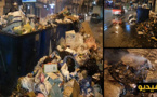 الناظور تغرق في الأزبال ومجهولون يضرمون النار في الحاويات