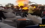 شاهد لحظة اندلاع النيران في كامل جسد أحد الفراشة بساحة "الشبيبة" وسط الناظور