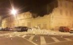 سقوط جدار بمدينة مليلية المحتلة بسبب الرياح القوية 