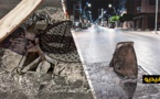 بالوعة للصرف الصحي وسط شارع رئيسي بالناظور تهدد سلامة المواطنين والبلدية تلعب دور المتفرج