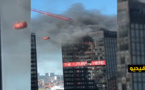 شاهدوا.. اندلاع حريق ببرج مركز التجارة بالعاصمة البلجيكية بروكسيل