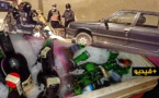  شاهدوا.. عناصر فرقة الصقور تحجز سيارة محملة بكمية من الخمور وسط الناظور 
