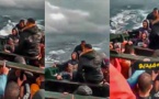 شاهدوا.. شباب مغاربة على متن "قارب موت" يدعون الله النجاة وسط البحر الهائج