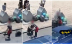 شاهدوا.. مستخدم بإحدى المطاعم وسط الناظور يلقي القمامة على الرصيف بجانب الحاويات 