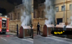 مجهولون بمليلية يحرقون حاويات النفايات في ليلة رأس السنة
