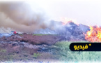 الرياح تعقد عملية محاصرة النيران في منطقة غابوية بقرية أركمان 