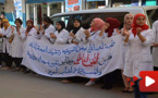 طلبة المعهد الصحي يخوضون اعتصاما أمام مقر حزب التقدم والإشتراكية تنديدا بقرار وزير الصحة