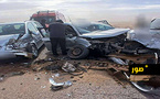 حادثة سير خطيرة بين أفسو وصاكا إثر ضعف الرؤية بسبب الرياح المحملة بالغبار
