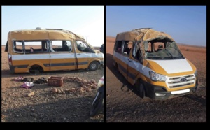 إصابة أكثر من 30 تلميذاً في حادث انقلاب حافلة مدرسية