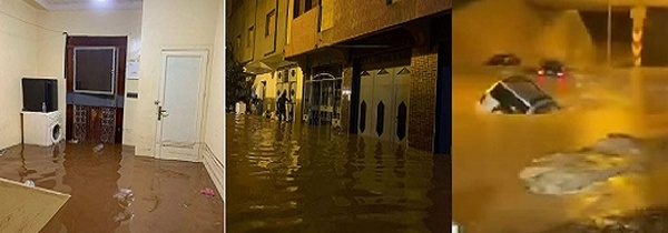 فيضانات تقطع الطريق بين سلوان والعروي وتغمر عددا من المنازل