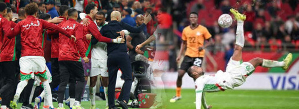 المنتخب الوطني يقنع ويبدع ويبلغ دور الثمن "للكان" بعد فوزه على زامبيا بثلاثية نظيفة