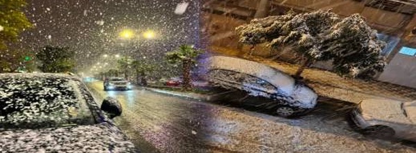 ليست إفران.. شاهد كيف تحولت وجدة إلى "لوحة بيضاء" أبهرت المغاربة مساء الثلاثاء