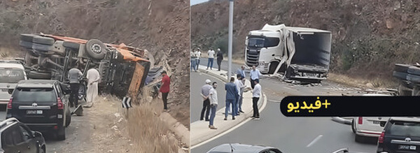 حادثة سير خطيرة بالناظور لشاحنة نقل دولية تستنفر السلطات