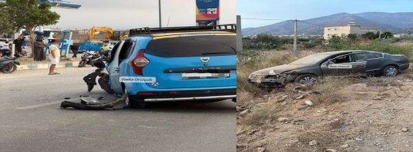 الدريوش.. اصطدام بين سيارة أجرة وأخرى خفيفة قرب شاطئ الحرش يخلف خسائر