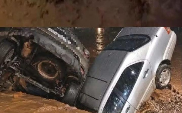 أمطار غزيرة وسيول تجرف سيارات ببني بوعياش